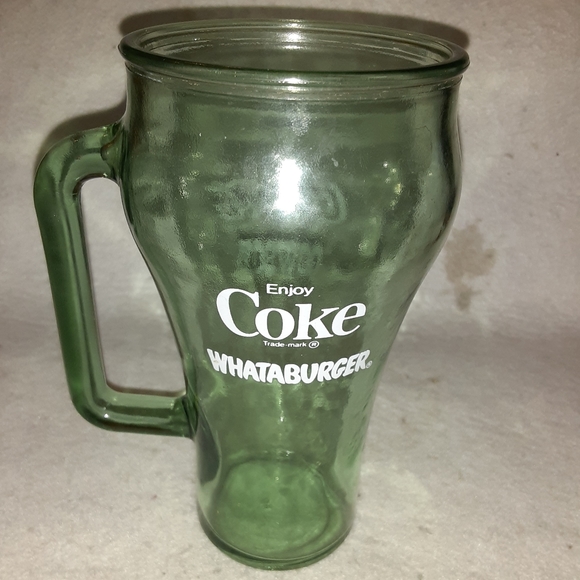 Coca Cola Cowboy Whataburger Glass Cup/Handle- 12 oz Vintage Good Christmas Gift - Picture 2 of 2